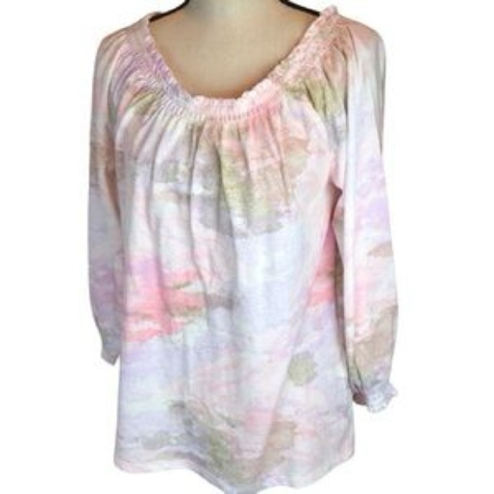 STYLE CO BEAUTIFUL TYE DYE OFF THE SHOULDER PASTEL MULTI COLOR TOP SIZE LARGE